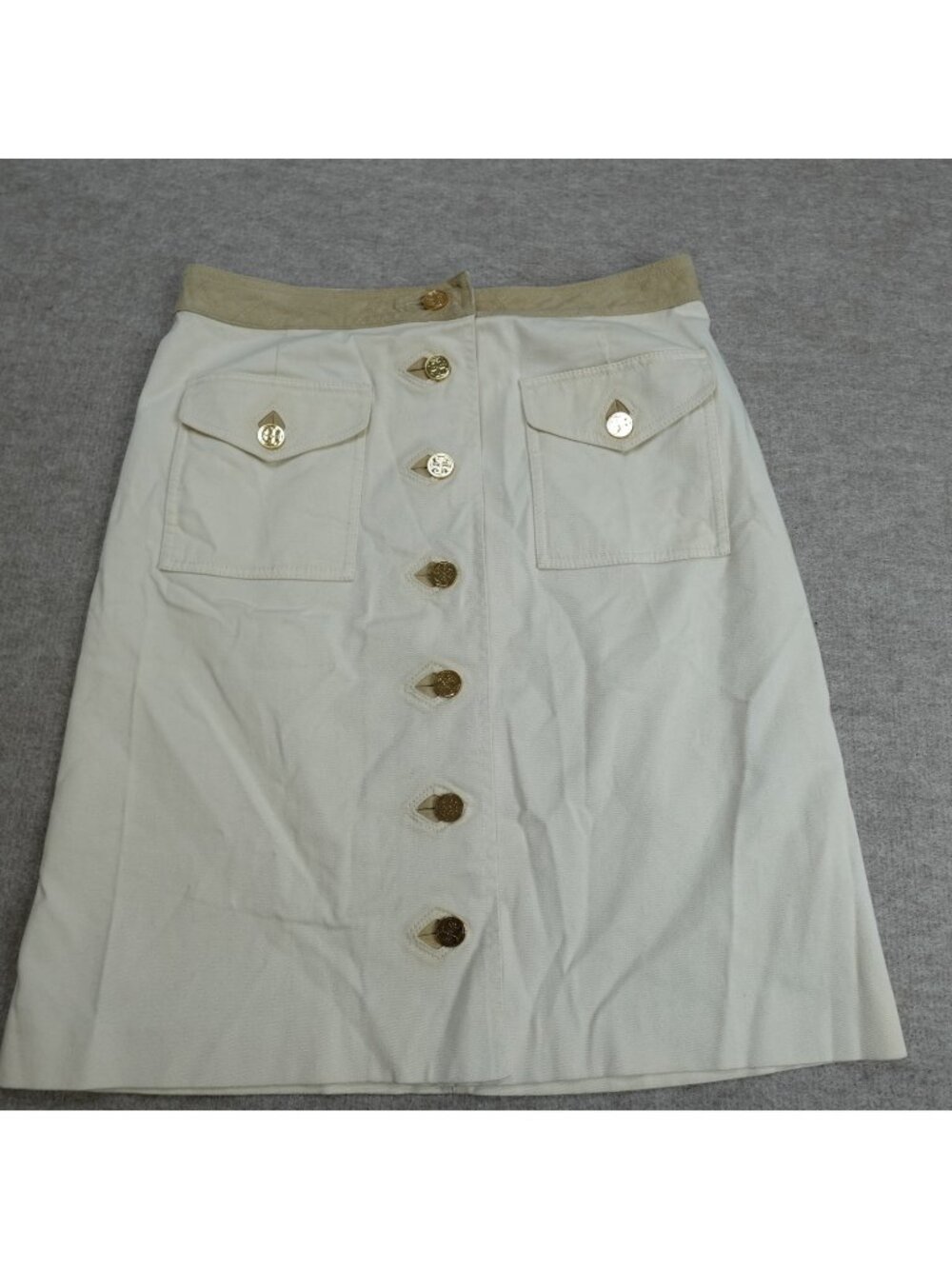 Tory Burch Womens Skirt 8 Beige A-Line Safari Cargo Pockets